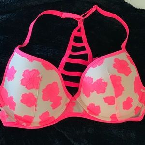 VS PINK floral lace cage bra Racerback 34D bra